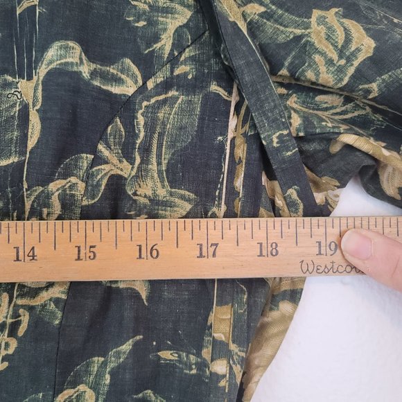 GARYGraham422 Womens Size L Army Floral Long Sleeve Dress Button Front Tie Back - Picture 9 of 12